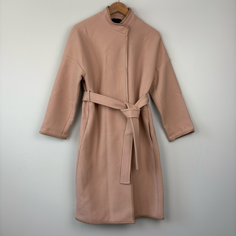 Pinko Wool Blend Coat Blush Pink‎ Womens Sz 2 Tie Waist - Picture 5 of 16